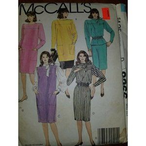 VINTAGE McCALL’S 9266 DRESS OR TUNIC TOP, JUMPER, SKIRT  SIZE D (XLG) PATTERN